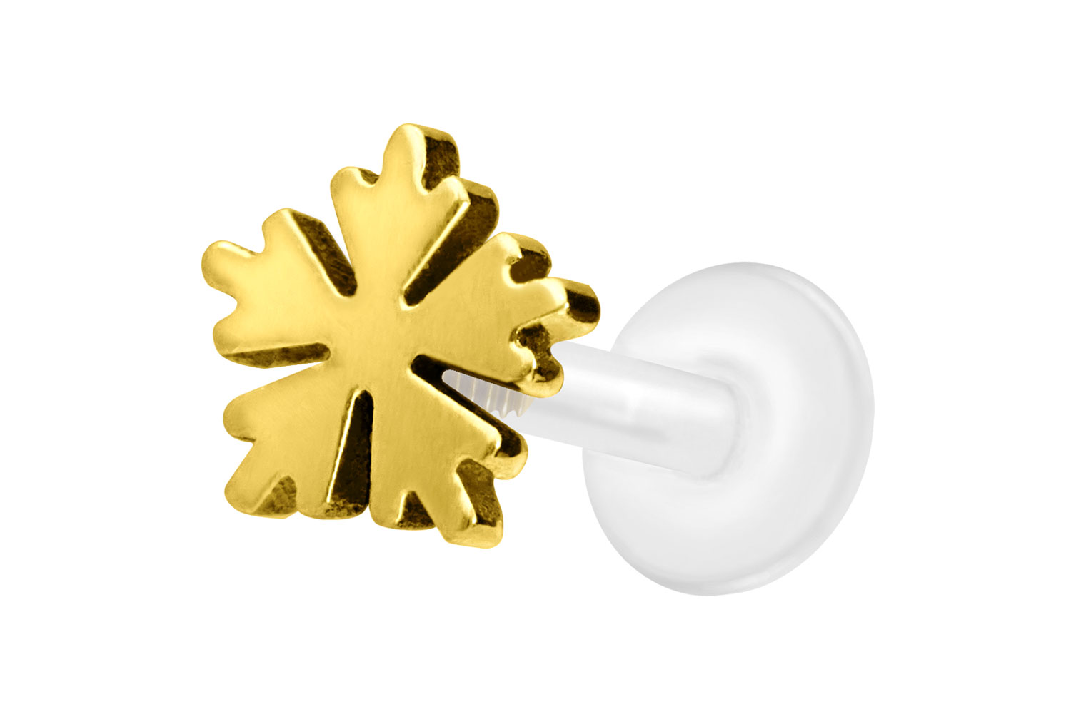 PTFE Labret Piercing mit Innengewinde + Titan-Aufsatz SCHNEEFLOCKE